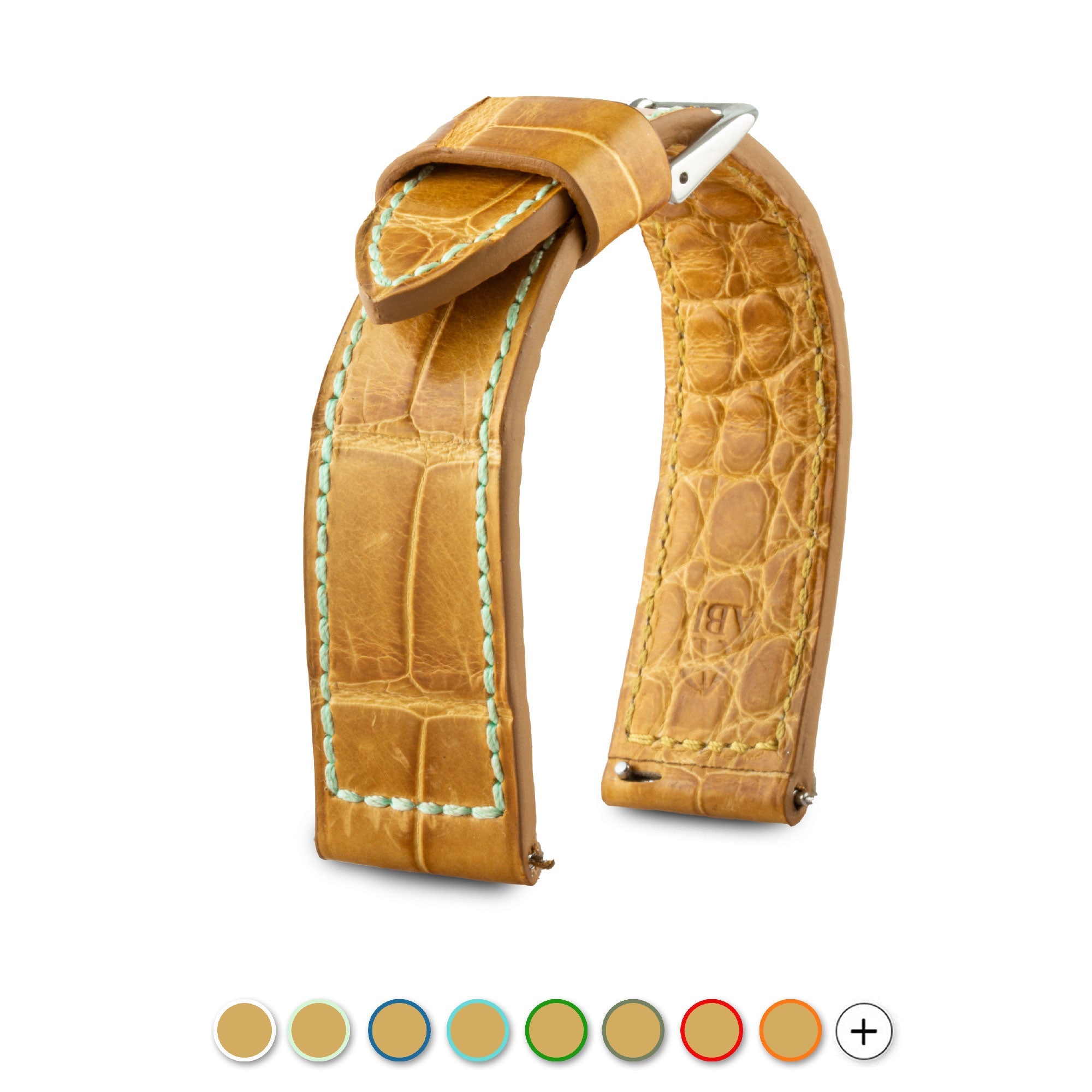 Bracelet montre cuir - Automne - Alligator radika miel