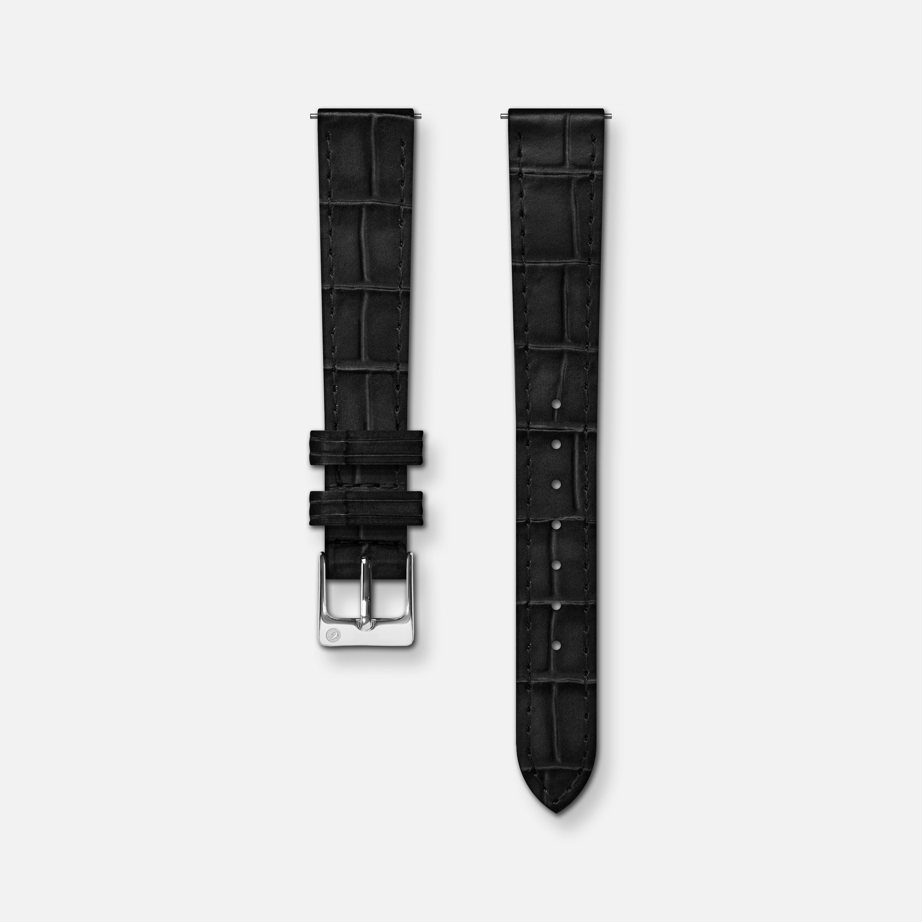 Bracelet cuir crocograin noir 14mm