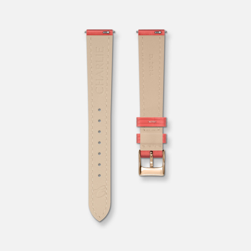 Bracelet cuir rose hibiscus 14mm