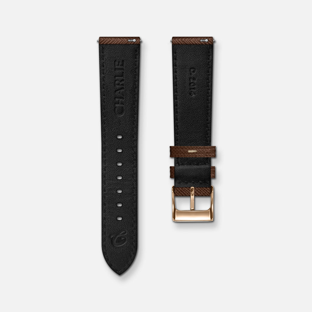 Brown saffiano leather strap 18mm