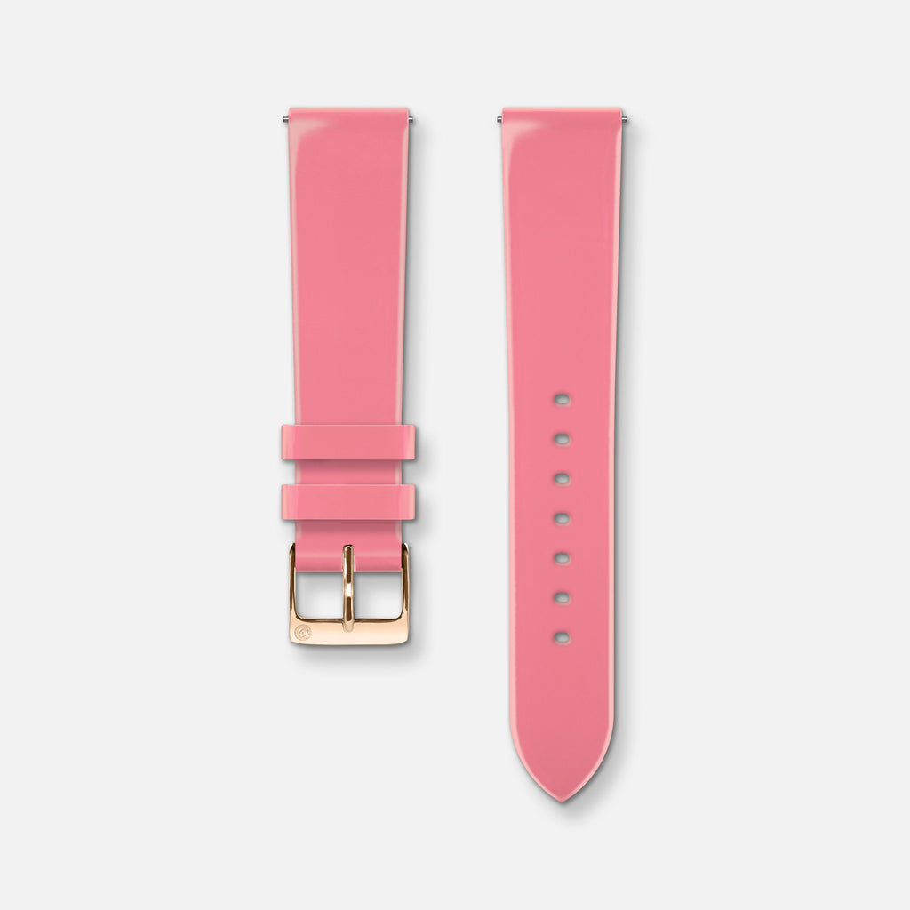 Bracelet cuir vernis rose 18mm