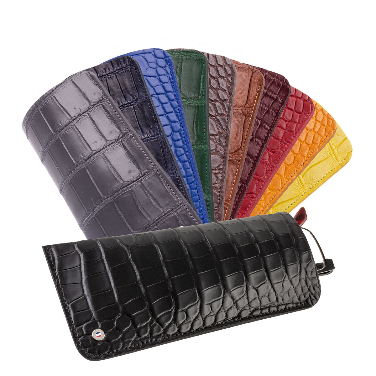 Etui à lunettes cuir "Essential" - Alligator (noir, bleu, vert, marron, orange...)