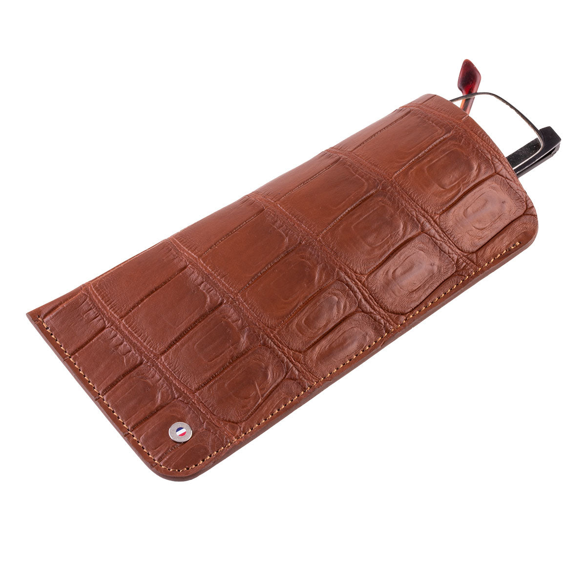 Etui à lunettes cuir "Essential" - Alligator (noir, bleu, vert, marron, orange...)