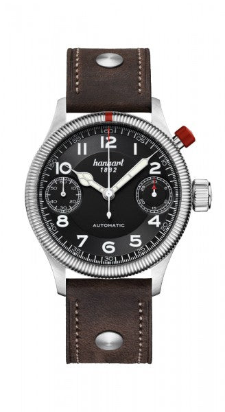 Hanhart 1882 Watch - Pioneer MonoScope Black, Fluted Bezel
