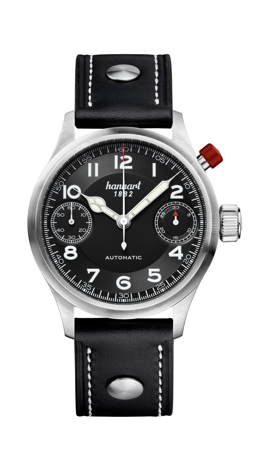 Hanhart 1882 Watch - Pioneer MonoScope Black, Flat Bezel