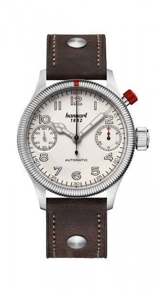 Hanhart 1882 Watch - Pioneer MonoScope Silver, Fluted Bezel