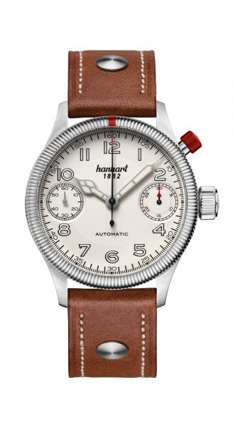 Hanhart 1882 Watch - Pioneer MonoScope Silver, Fluted Bezel