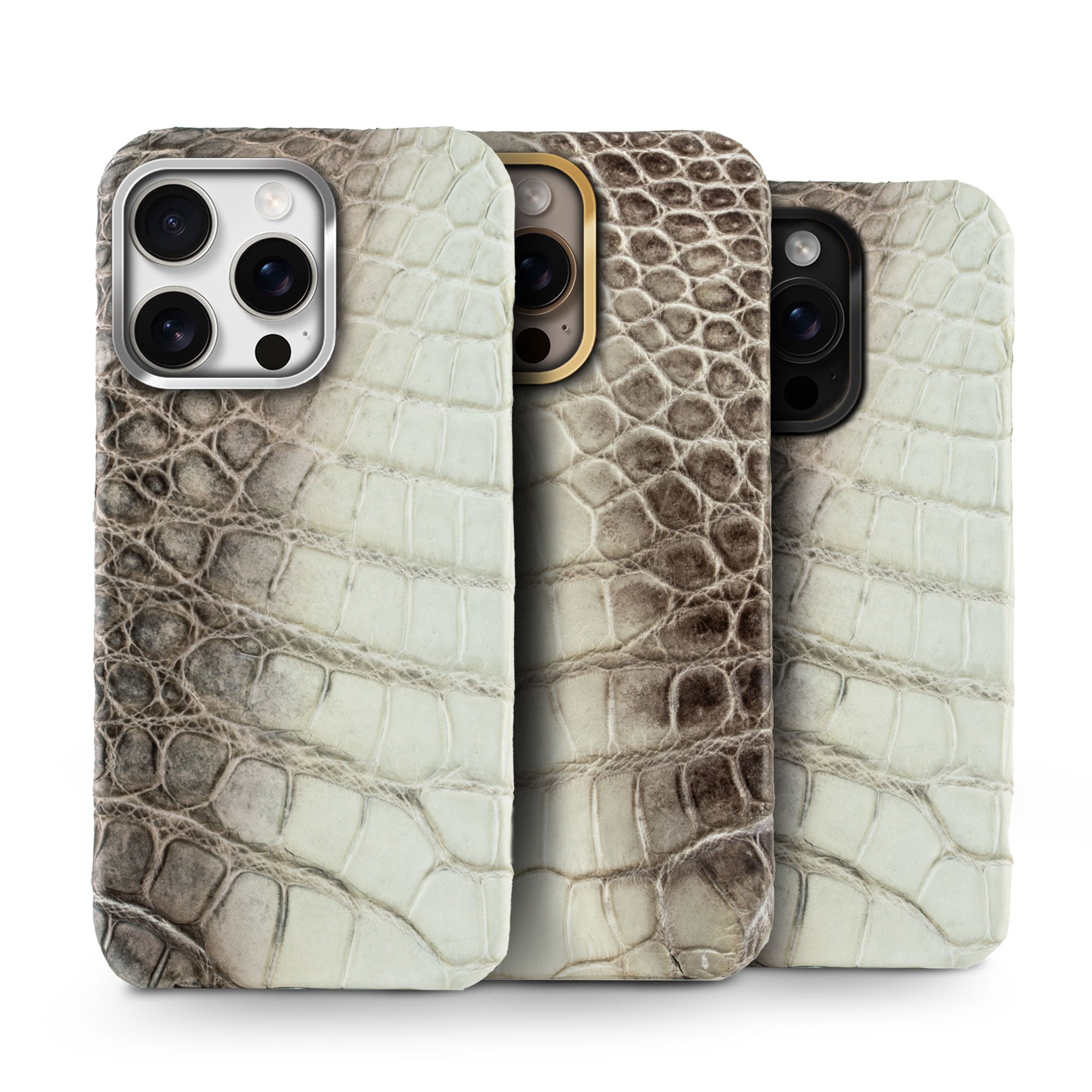 Coque cuir "Prime" pour iPhone 16 ( Pro & Pro Max ) - Crocodile "Himalaya"