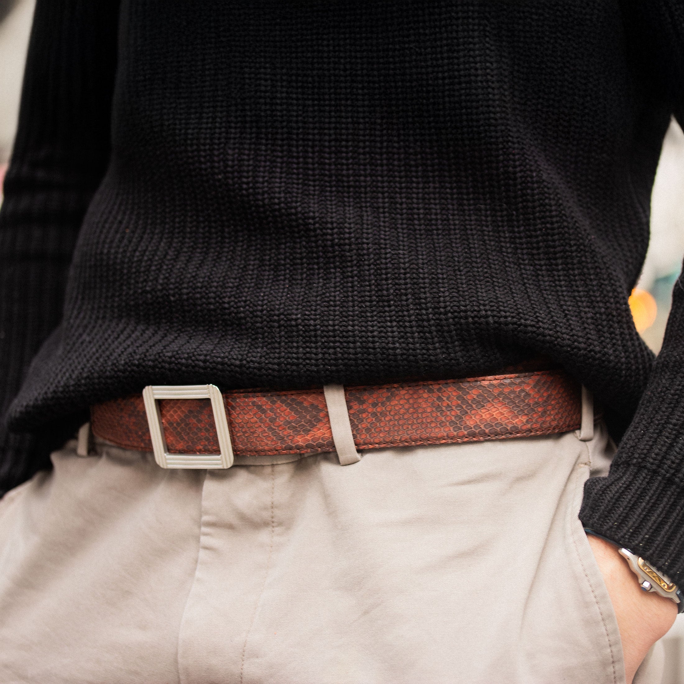 Ceinture cuir ABP + boucle acier - Python mat