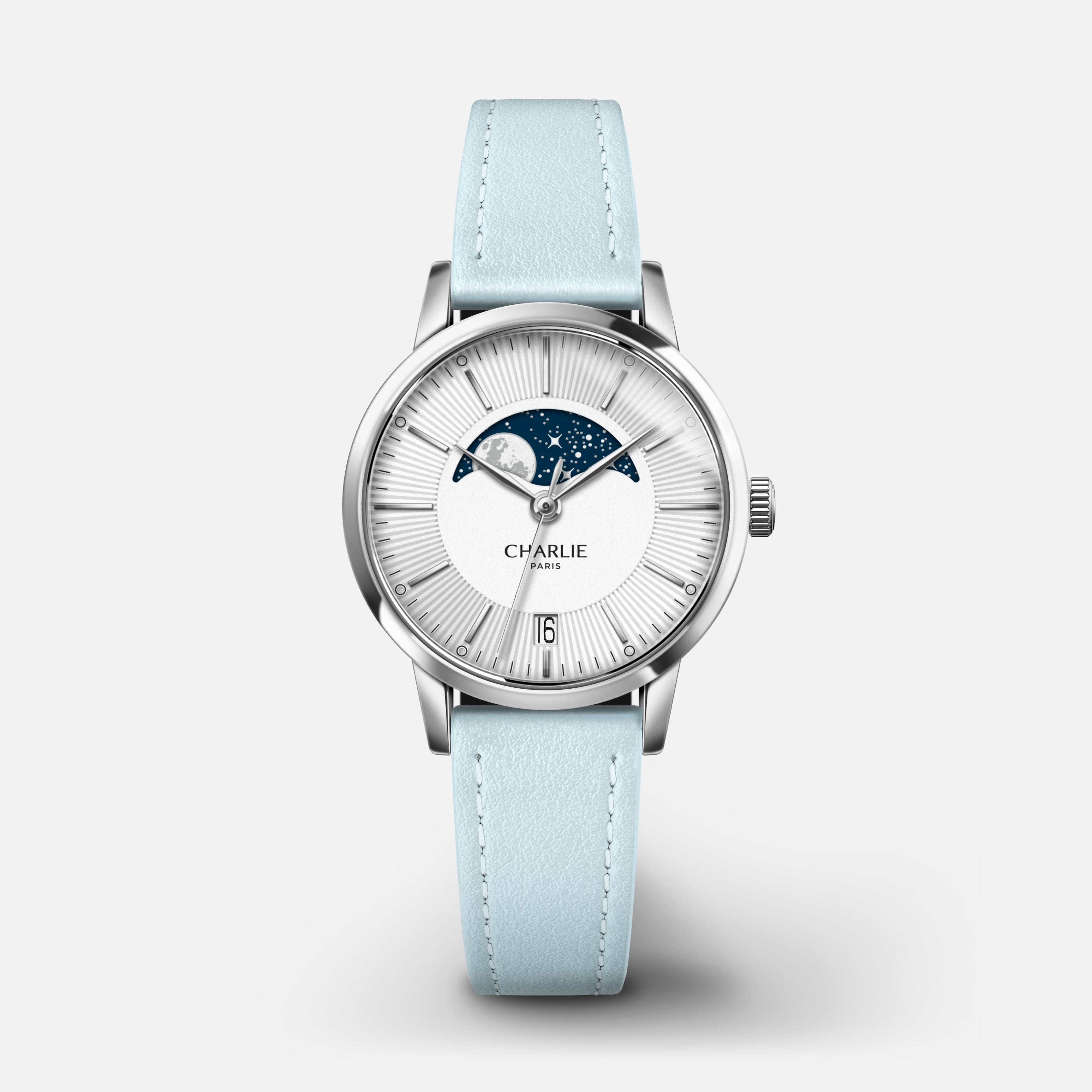Bracelet cuir bleu azur 14mm