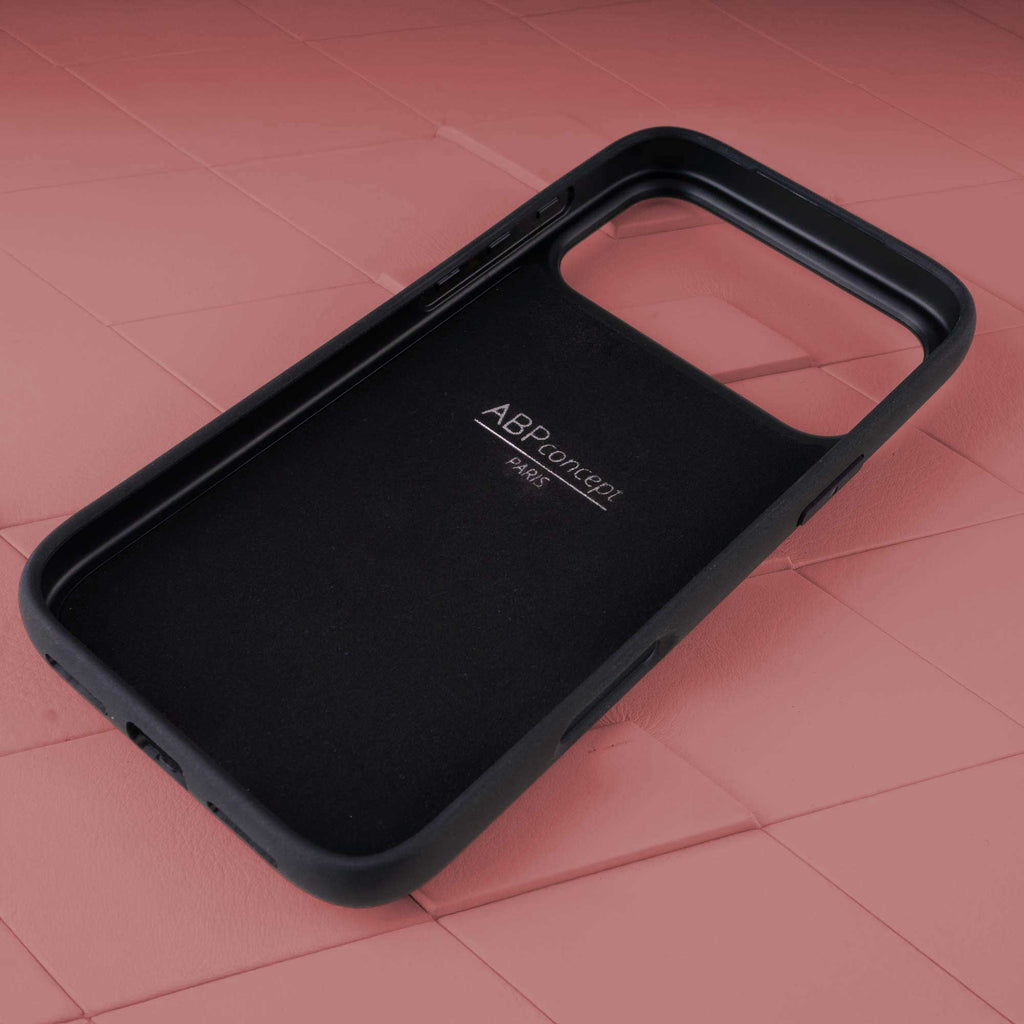 Coque cuir "sport" pour iPhone 17 Pro / Pro Max - Autruche
