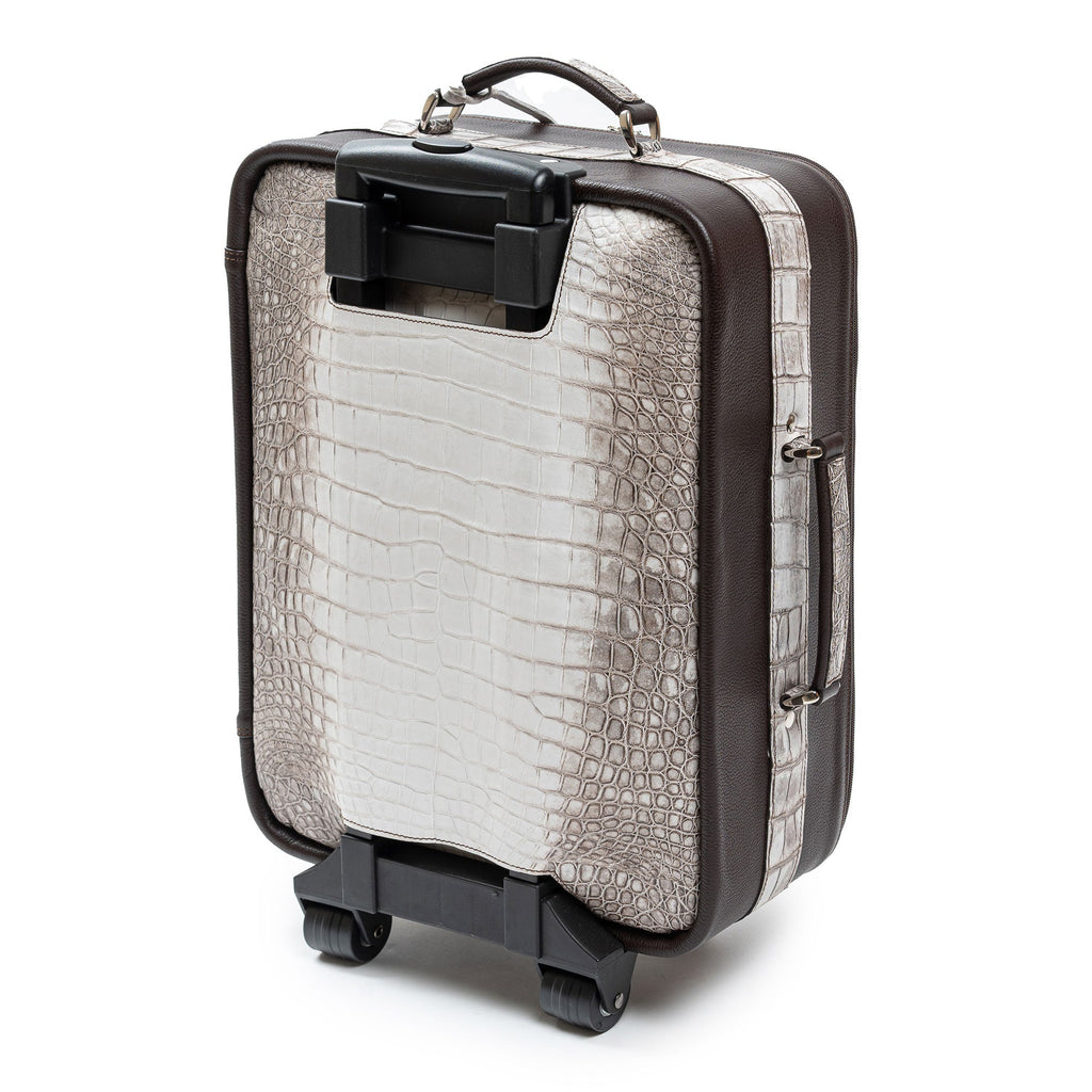Valise cabine cuir - Crocodile Himalaya Clair