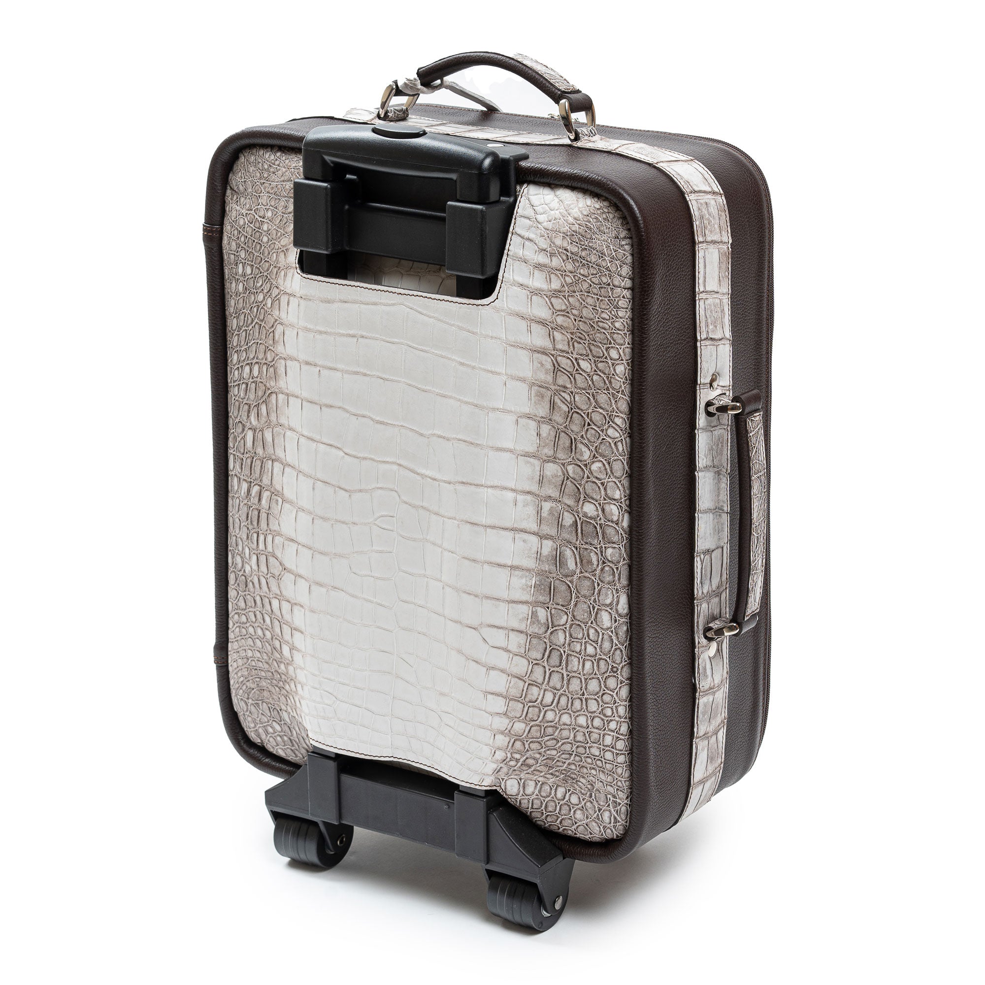 Valise cabine cuir - Crocodile Himalaya Clair
