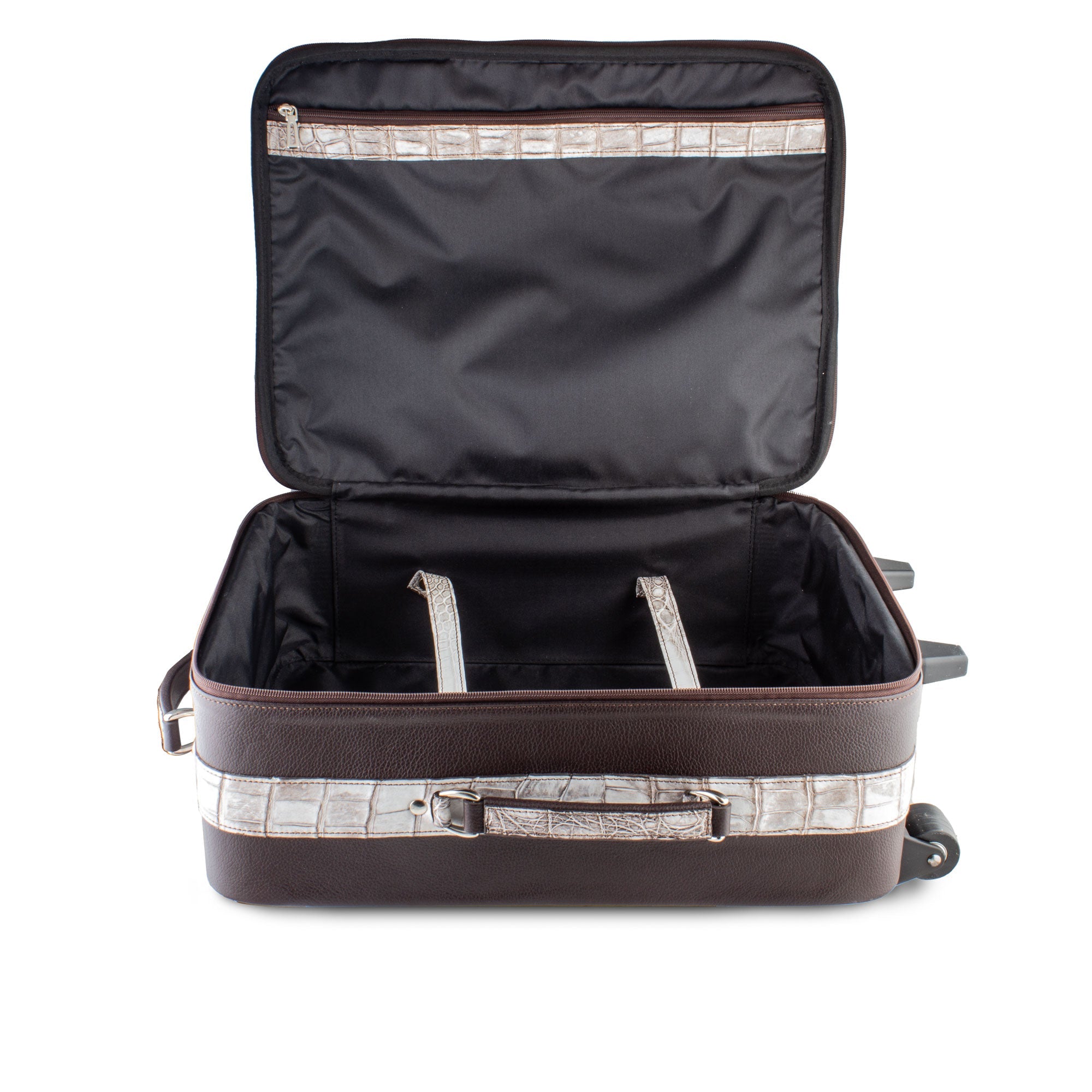 Valise cabine cuir - Crocodile Himalaya Clair
