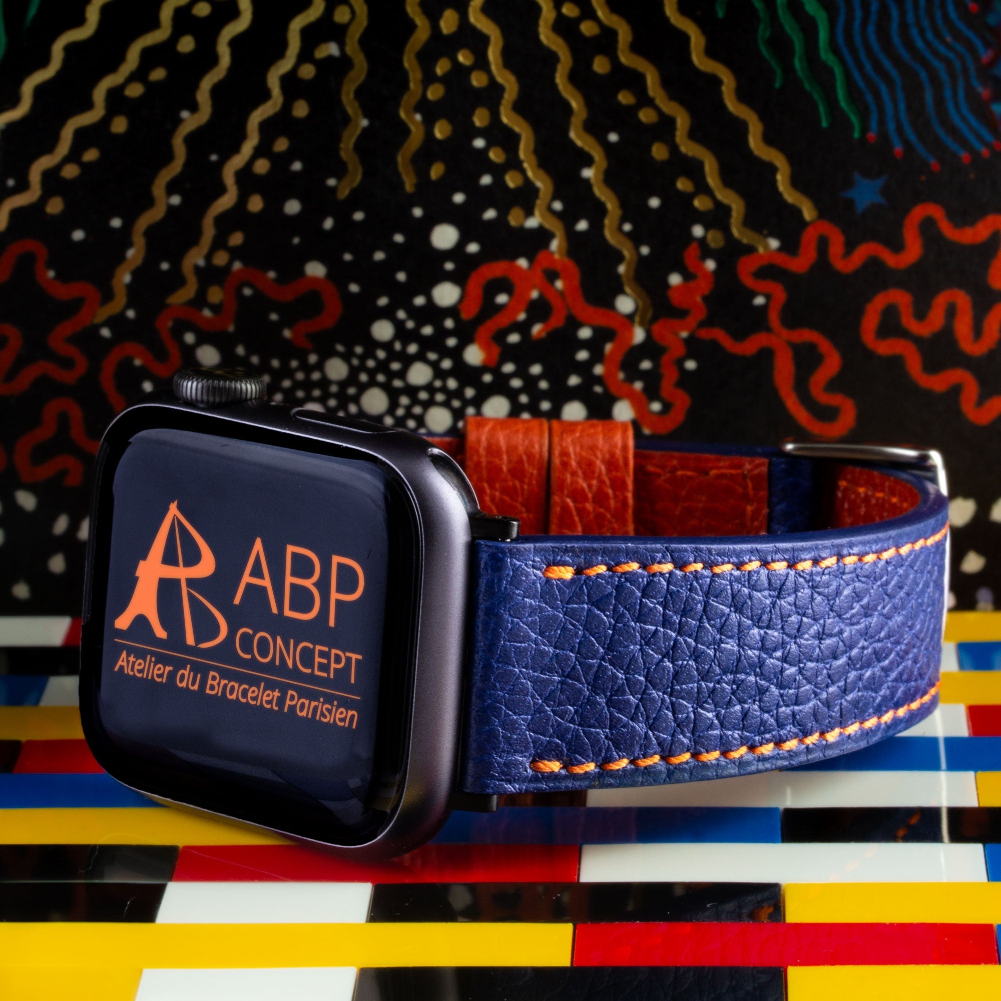 Bracelet cuir pour Apple Watch "Holi" - Buffle (noir, bleu, kaki, marron, rose)