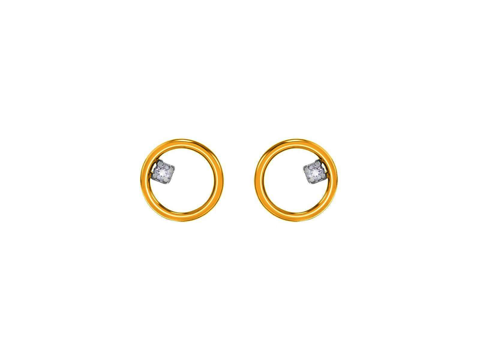 Boucles cercles en or jaune 9ct et diamants 484-161