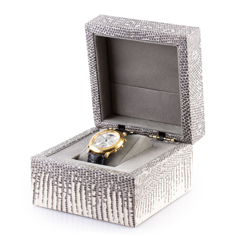 Leather watch box - Case for 1 watch - "Himalaya" Lizard