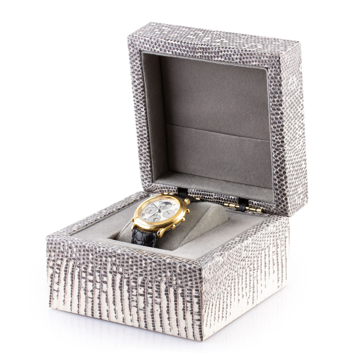 Leather watch box - Case for 1 watch - "Himalaya" Lizard
