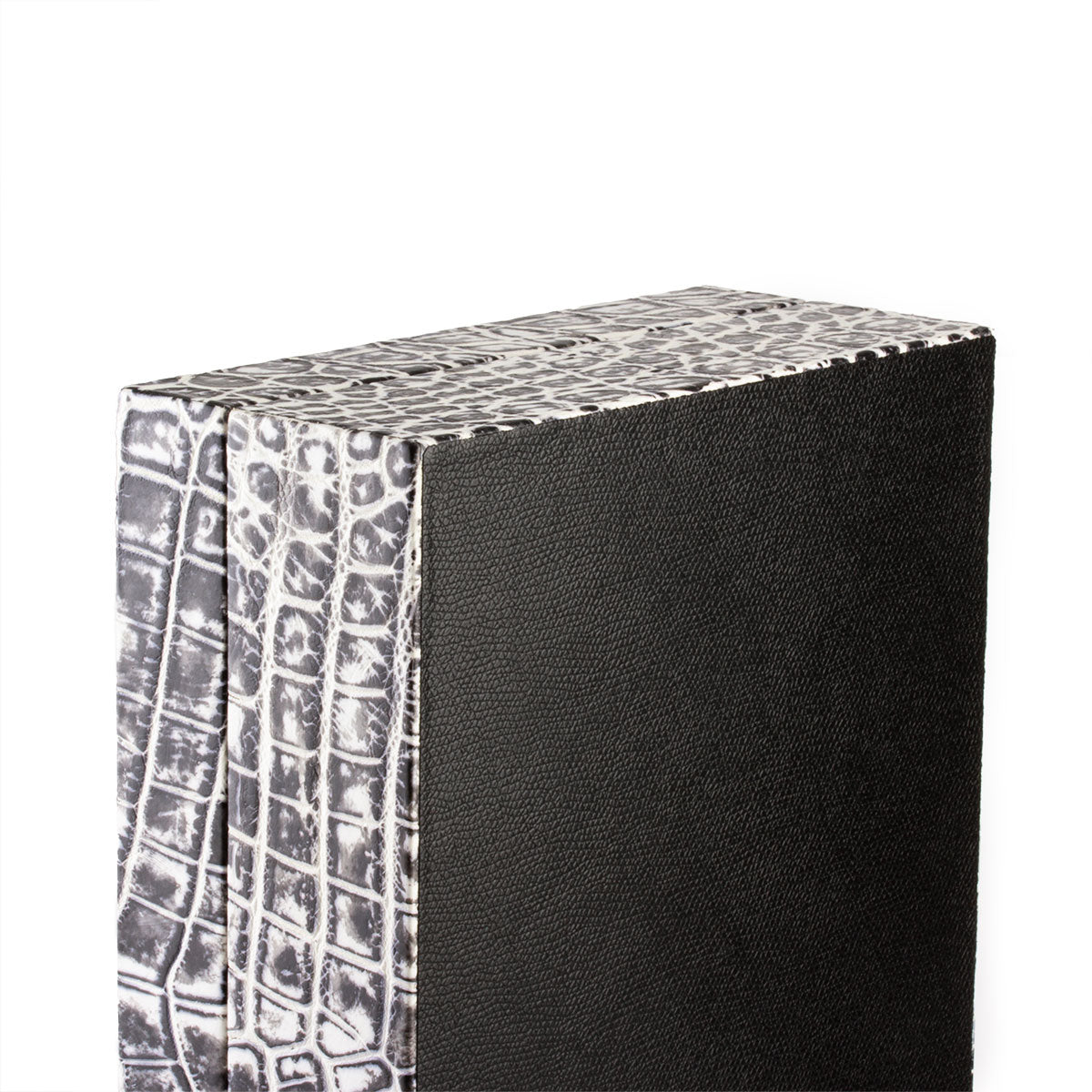 Leather watch box - Case for 8 watches - Black/white alligator