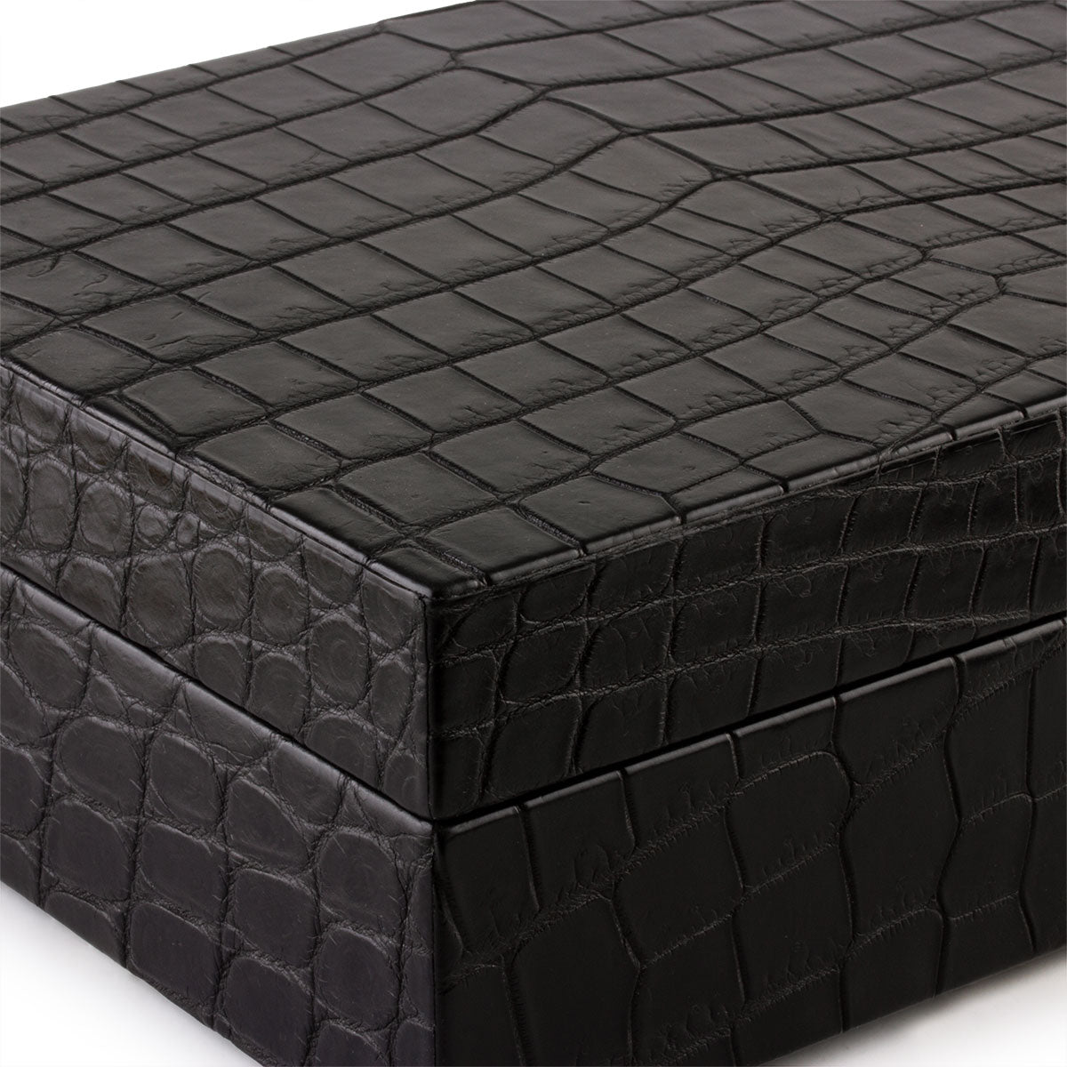 Leather watch box - Case for 8 watches - Black alligator