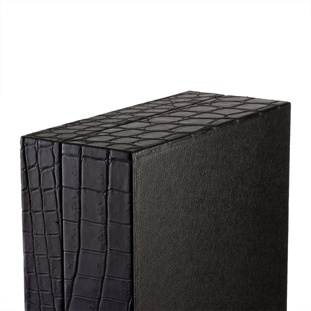 Leather watch box - Case for 8 watches - Black alligator