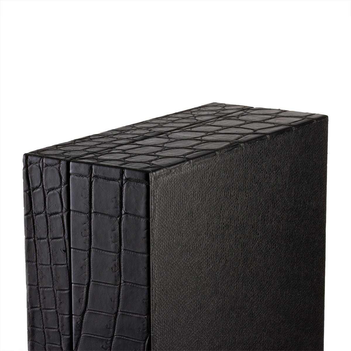 Leather watch box - Case for 8 watches - Black alligator