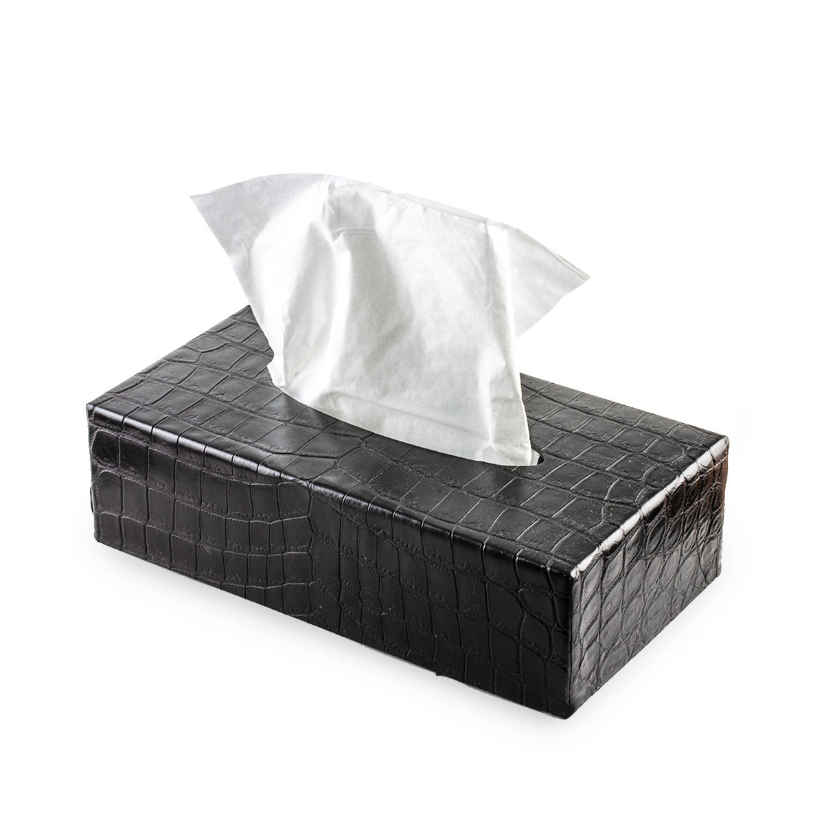 Leather Tissue Box - Alligator