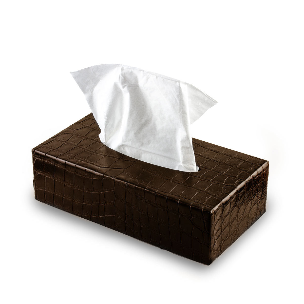 Leather Tissue Box - Alligator