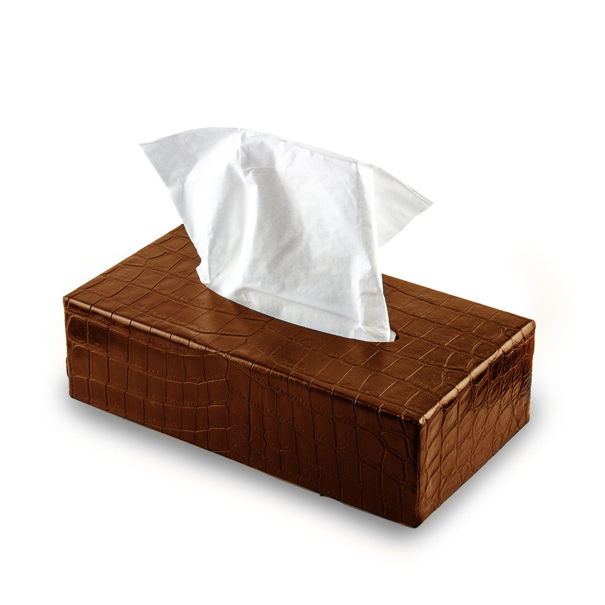 Leather Tissue Box - Alligator
