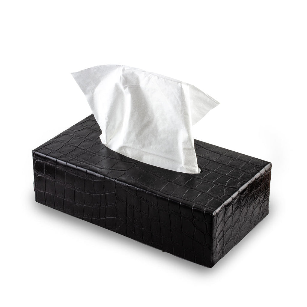 Leather Tissue Box - Alligator