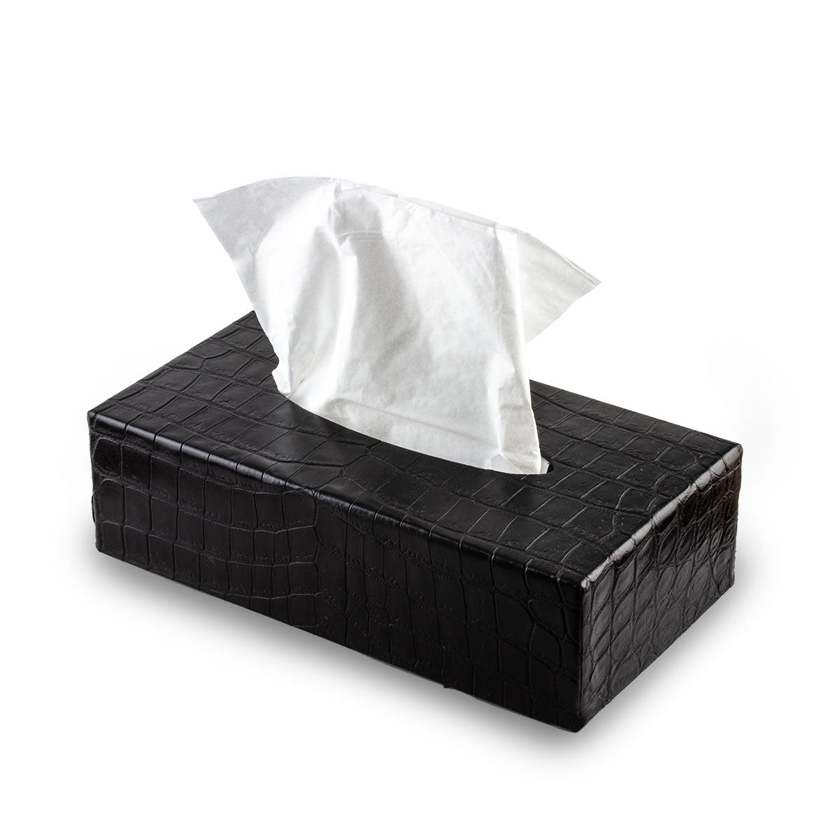 Leather Tissue Box - Alligator