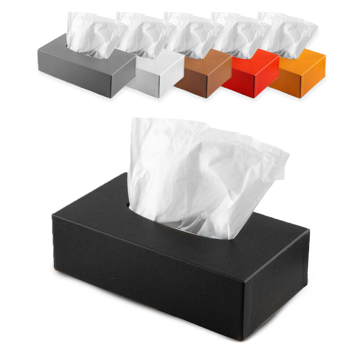 Leather tissue box - Grained calfskin