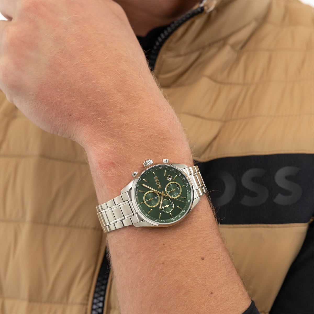 BOSS Men's Grand Prix 44 Chronograph Steel Watch 1514266