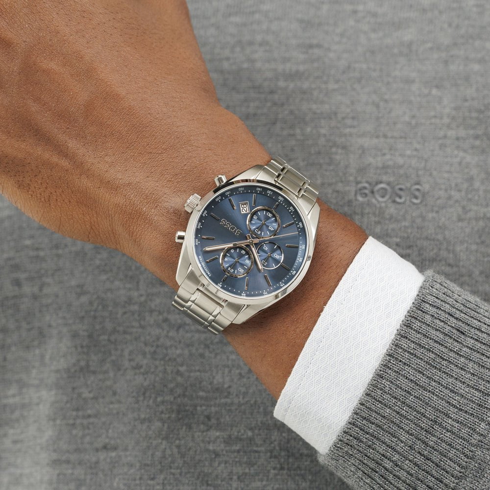 BOSS Men's Grand Prix 44 Chronograph Steel Watch 1514226