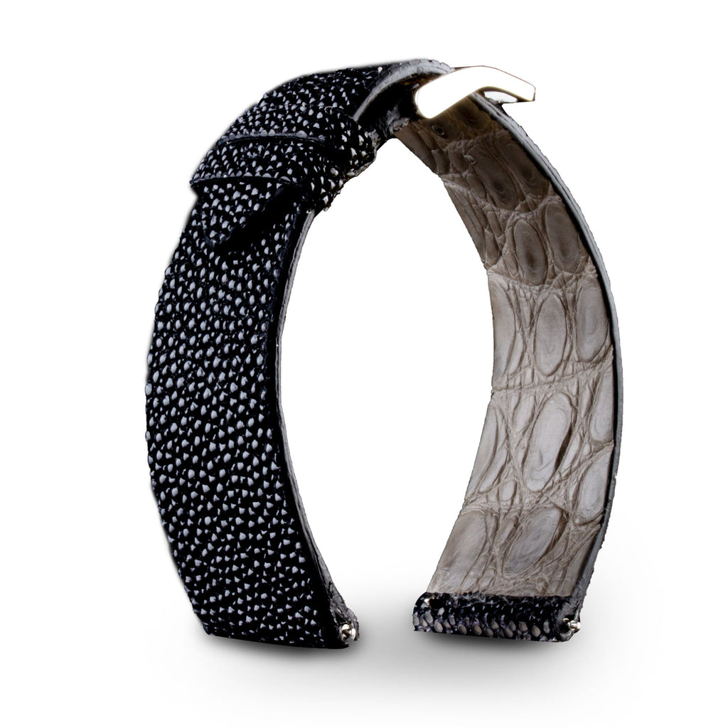 Leather watch strap - Anatole Baker - Black stingray