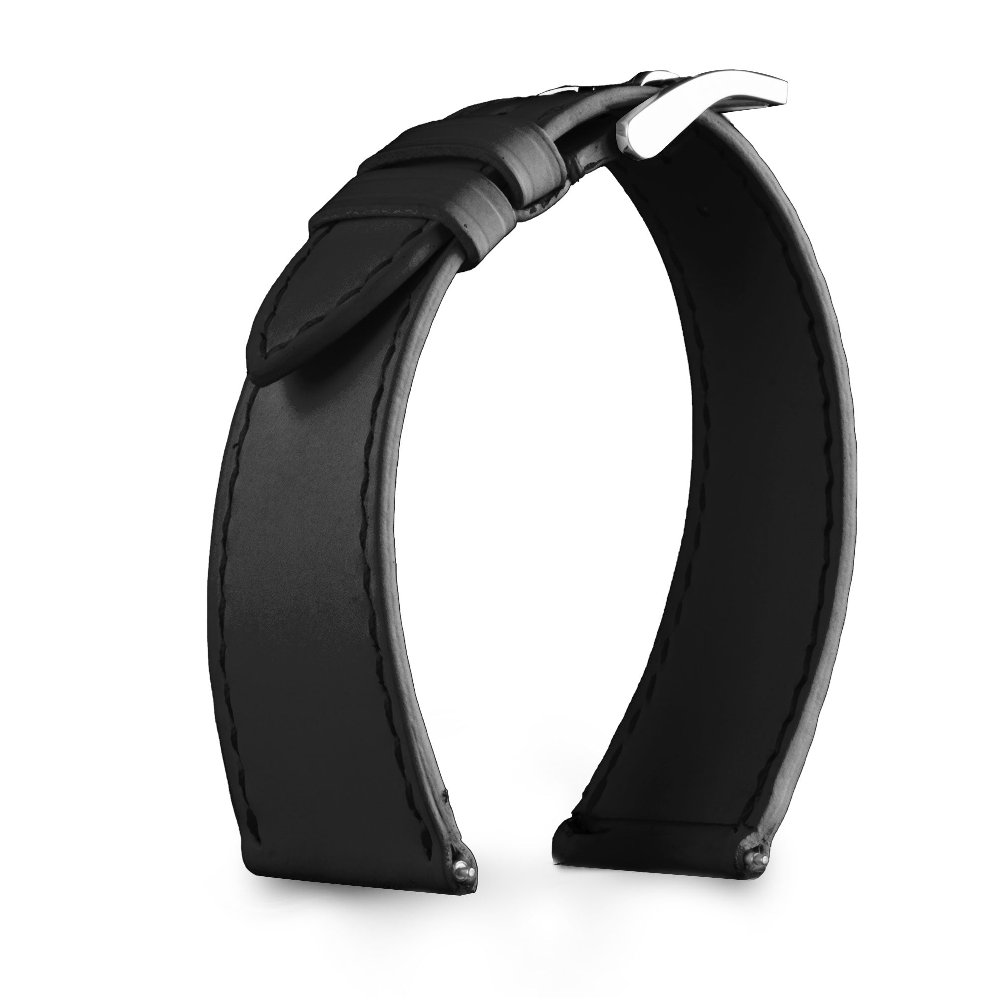 Leather watch strap - Anatole Baker - Black water-resistant rubber calfskin
