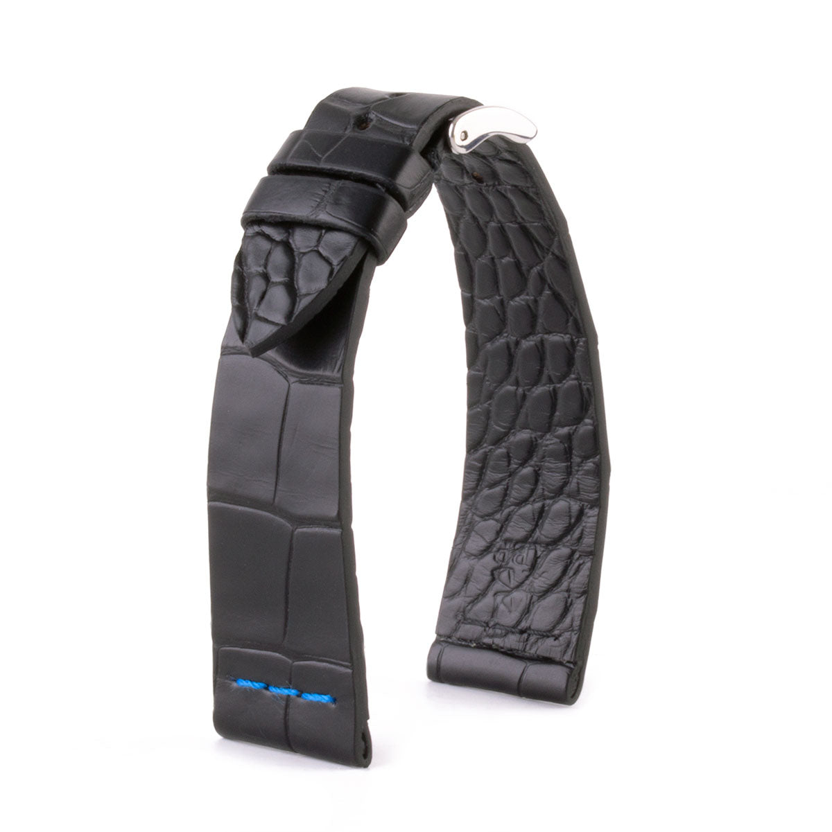 Bracelet montre cuir - Alligator "éco-responsable" couture contrastée (noir, bleu, vert, rouge...)