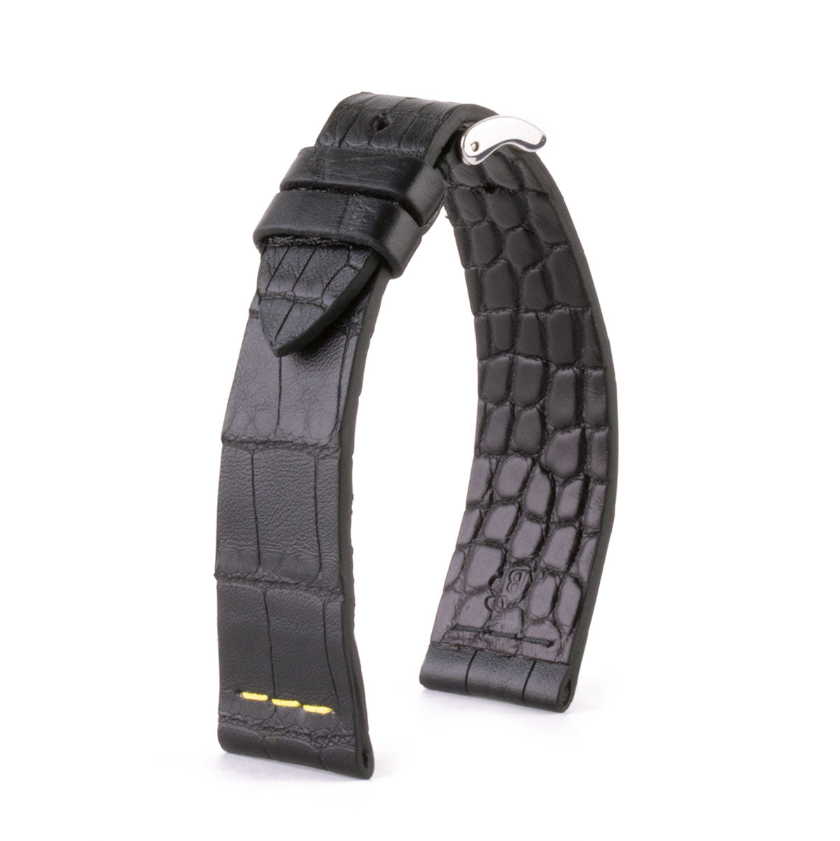 Bracelet montre cuir - Alligator "éco-responsable" couture contrastée (noir, bleu, vert, rouge...)