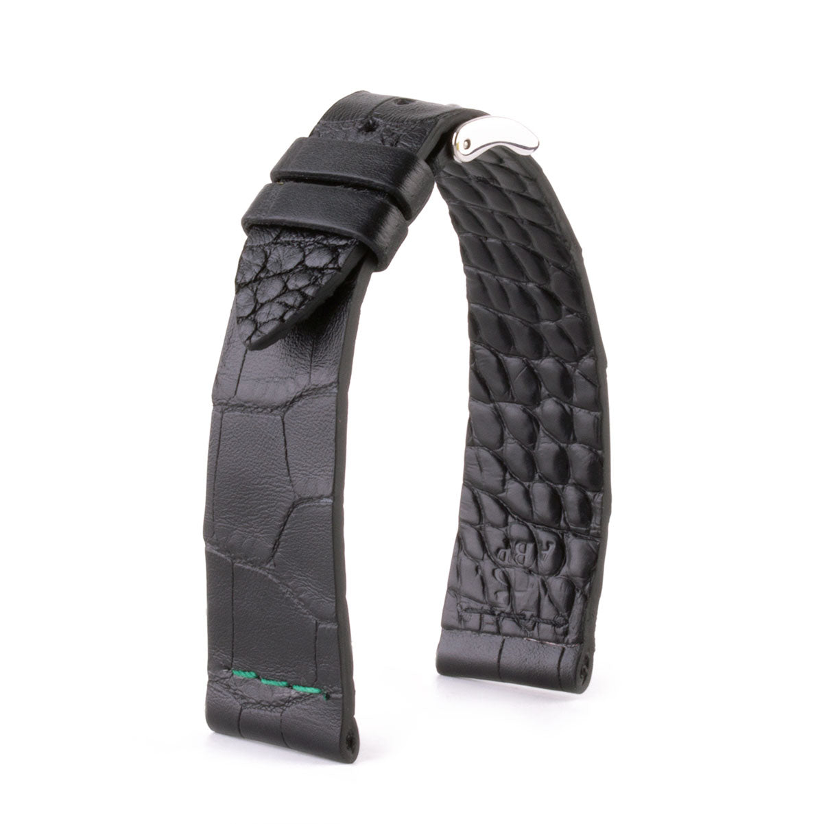 Bracelet montre cuir - Alligator "éco-responsable" couture contrastée (noir, bleu, vert, rouge...)