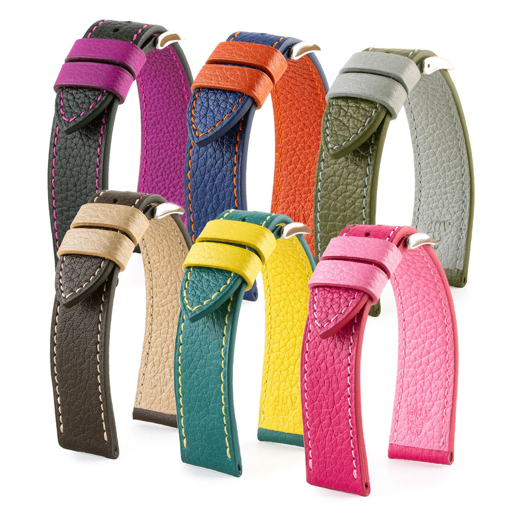 Bracelet montre en cuir "Holi" - Buffle (noir, bleu, kaki, marron, rose)