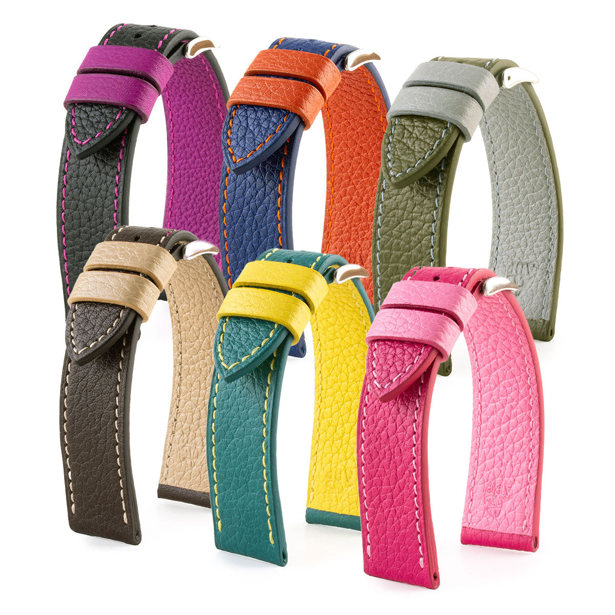 Bracelet montre en cuir "Holi" - Buffle (noir, bleu, kaki, marron, rose)