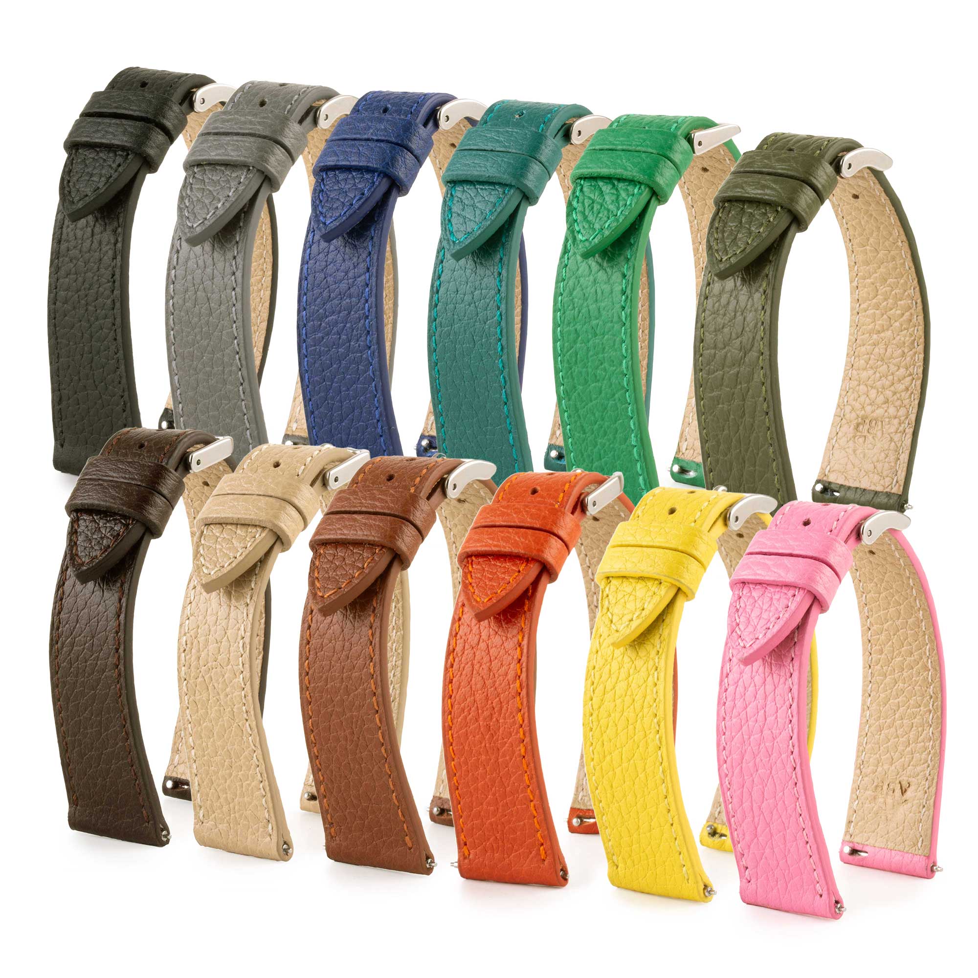 Bracelet-montre en cuir - Buffle (noir, bleu, vert, marron, kaki...)