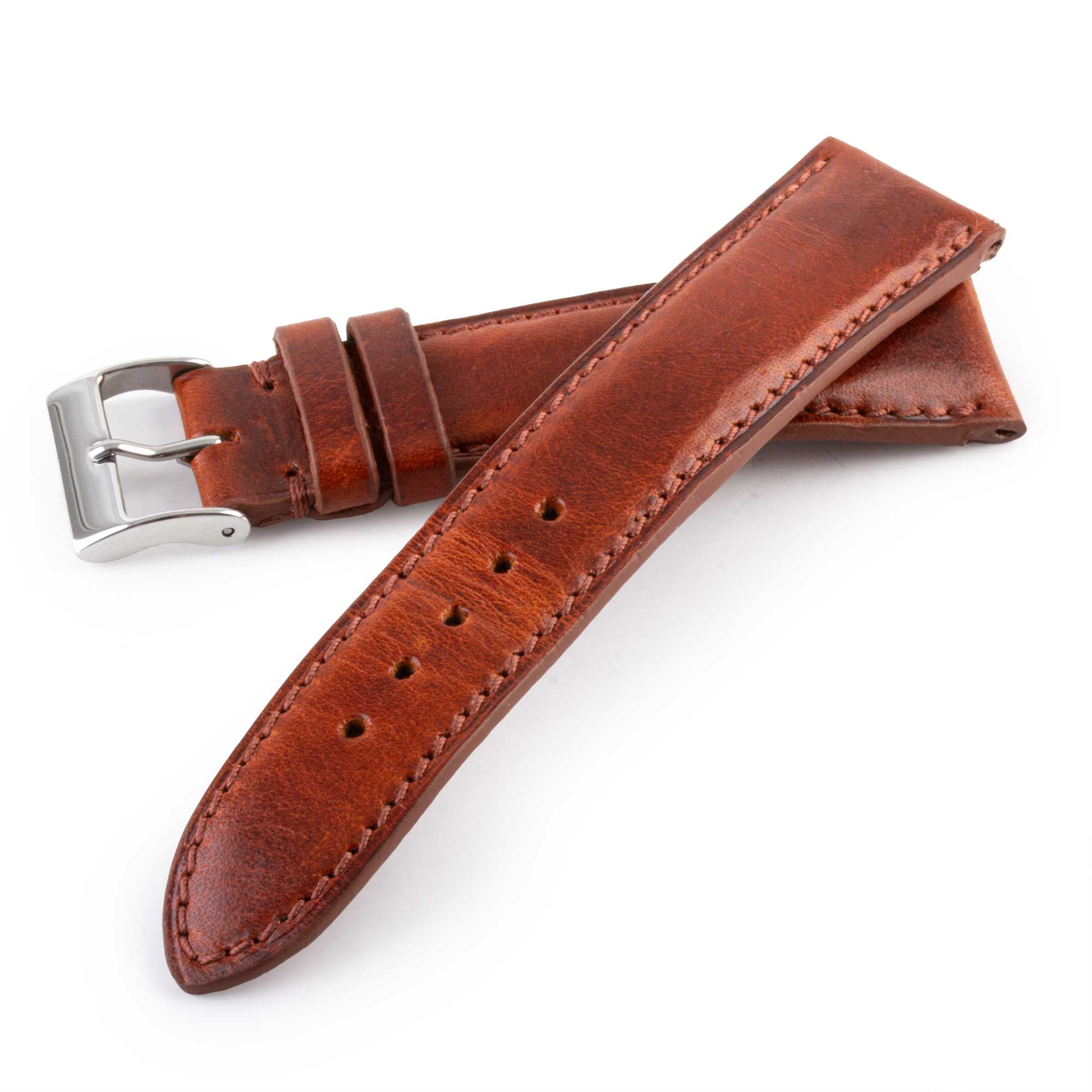 Bracelet montre "Colorado" cuir - Veau tannage waxé marron