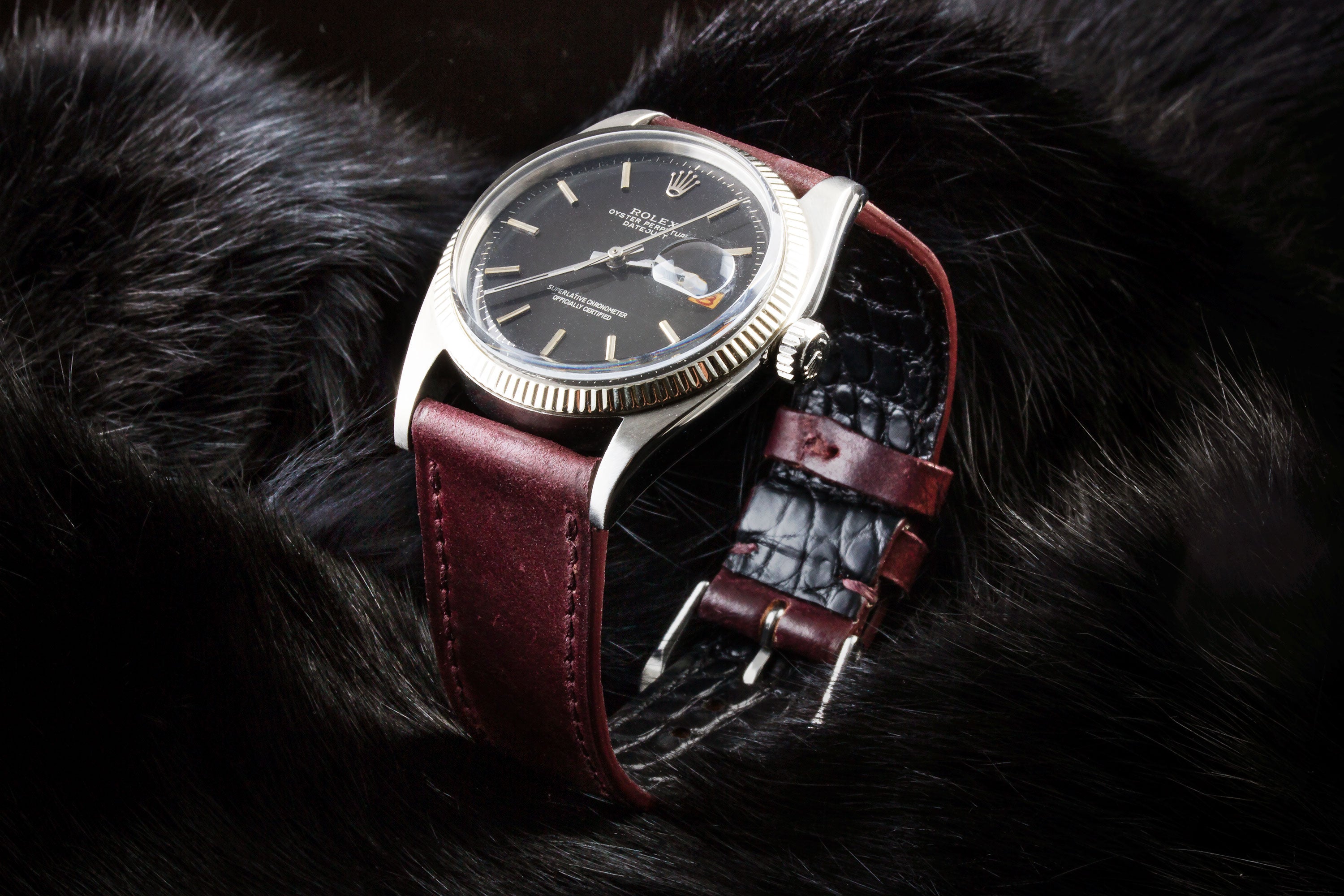 Bracelet pour montre cuir - Cordovan (noir, bleu, vert, marron, bordeaux)