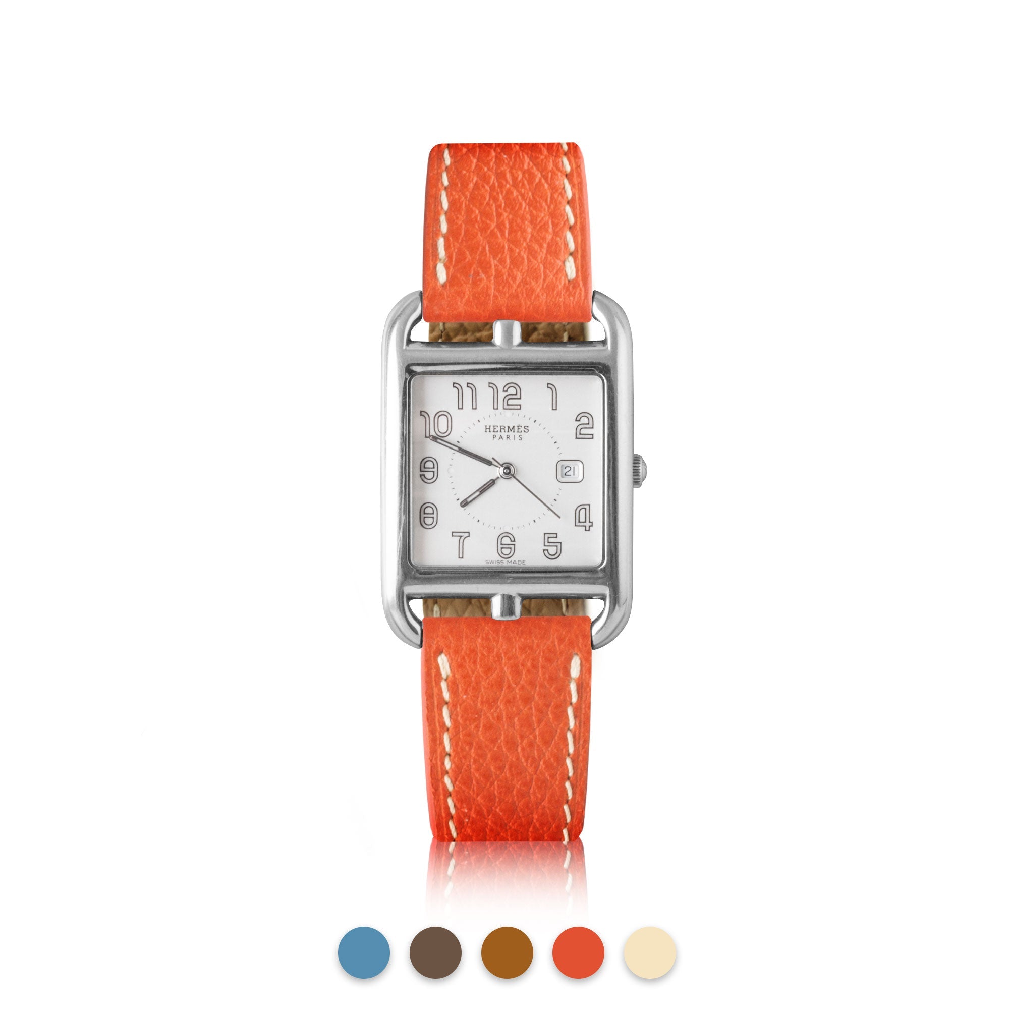 Bracelet "SELLIER" - Hermès Cape Cod/Heure H - Bracelet montre en cuir - Buffle