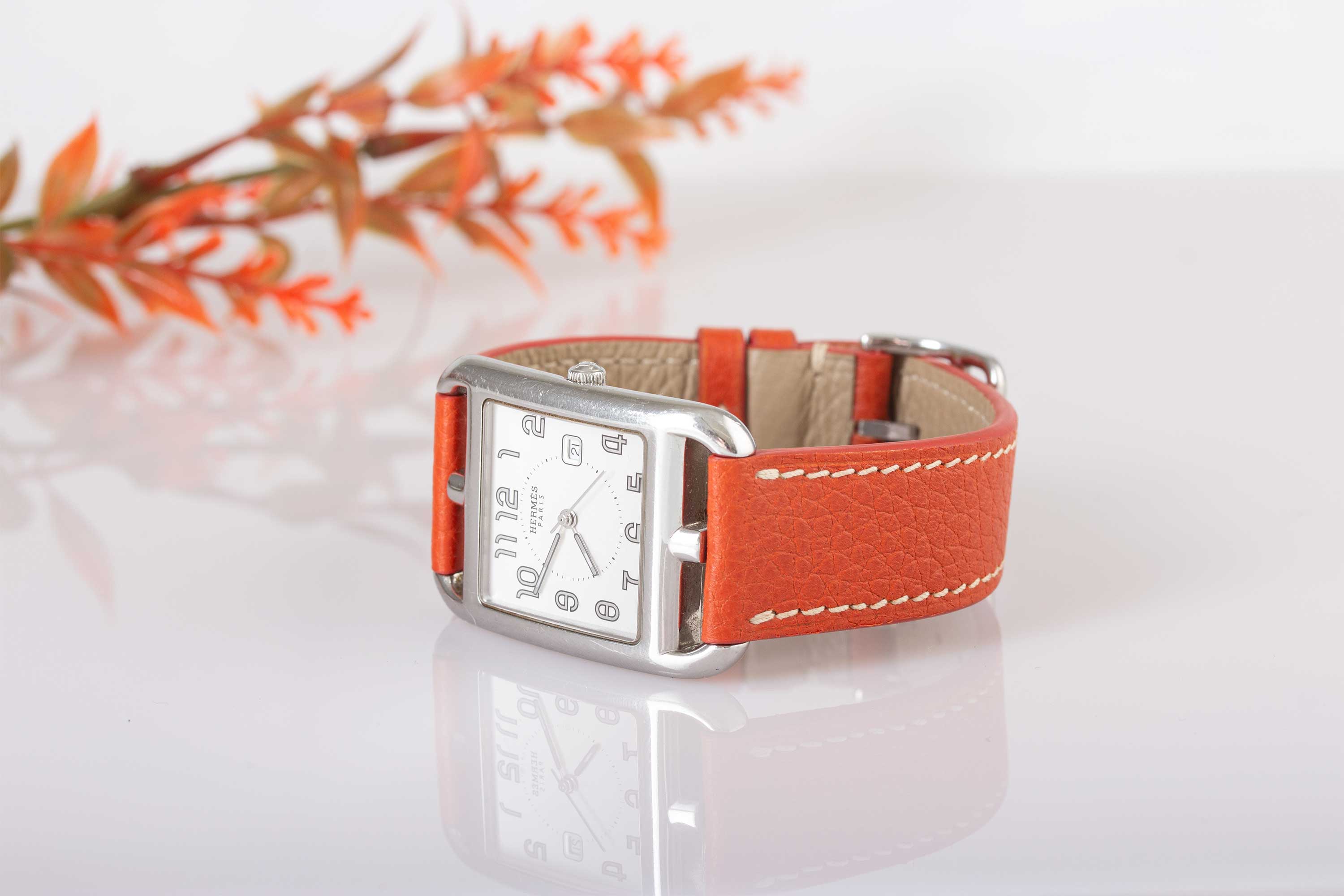 Bracelet "SELLIER" - Hermès Cape Cod/Heure H - Bracelet montre en cuir - Buffle