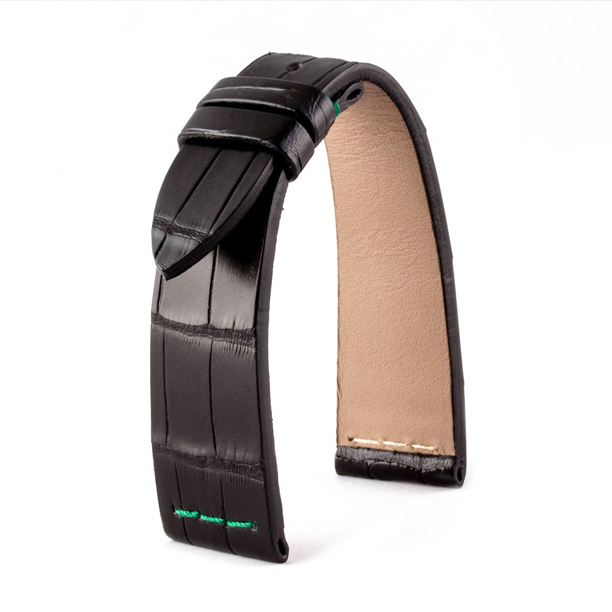 Rolex Kermit - Leather watch strap - Black/green alligator