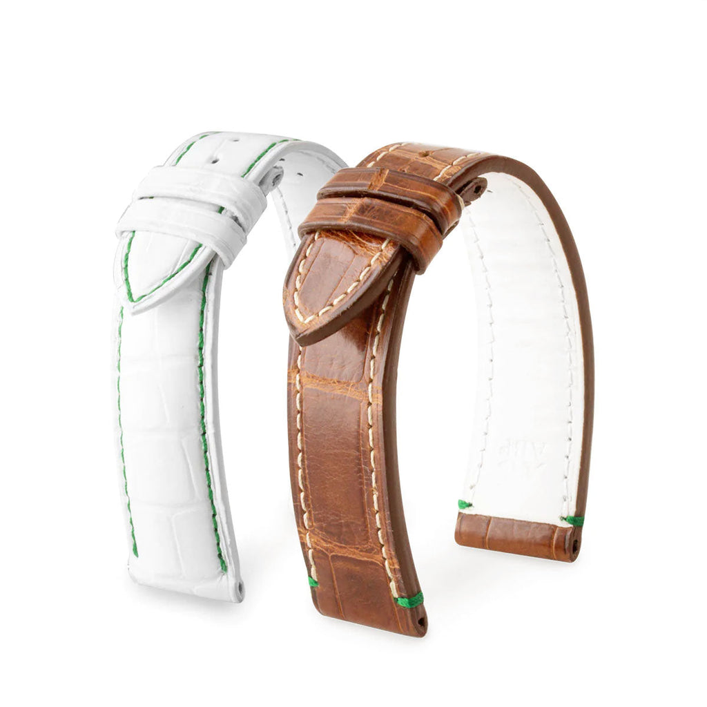 Bracelet montre cuir - Golf - Alligator (marron, blanc)