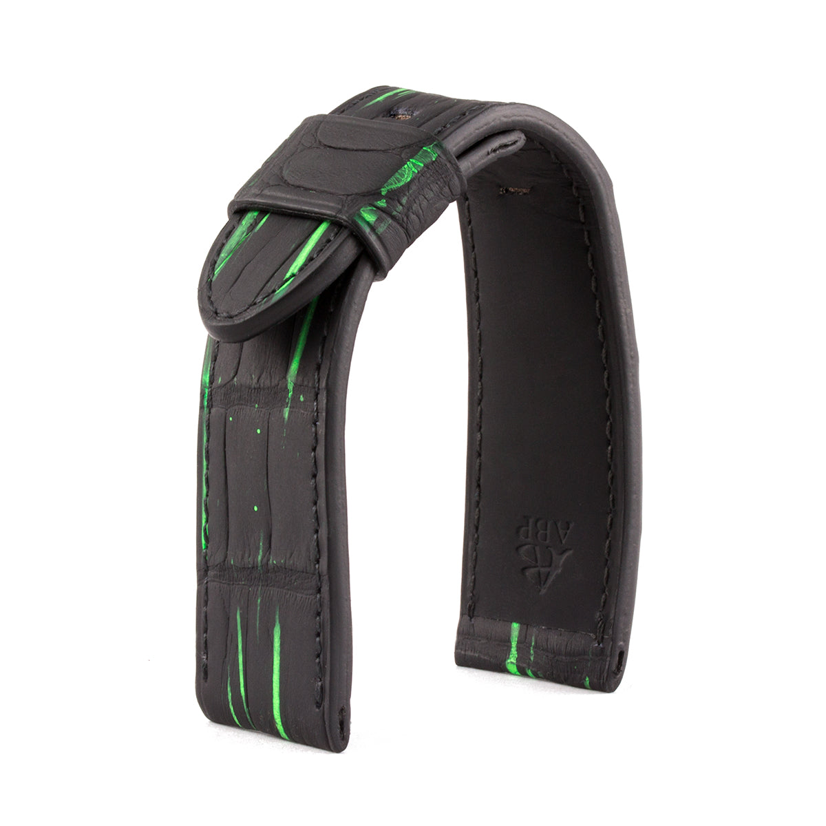Panerai Radiomir &amp; Luminor - Fluorescent Leather Watch Strap - Black/Green Alligator