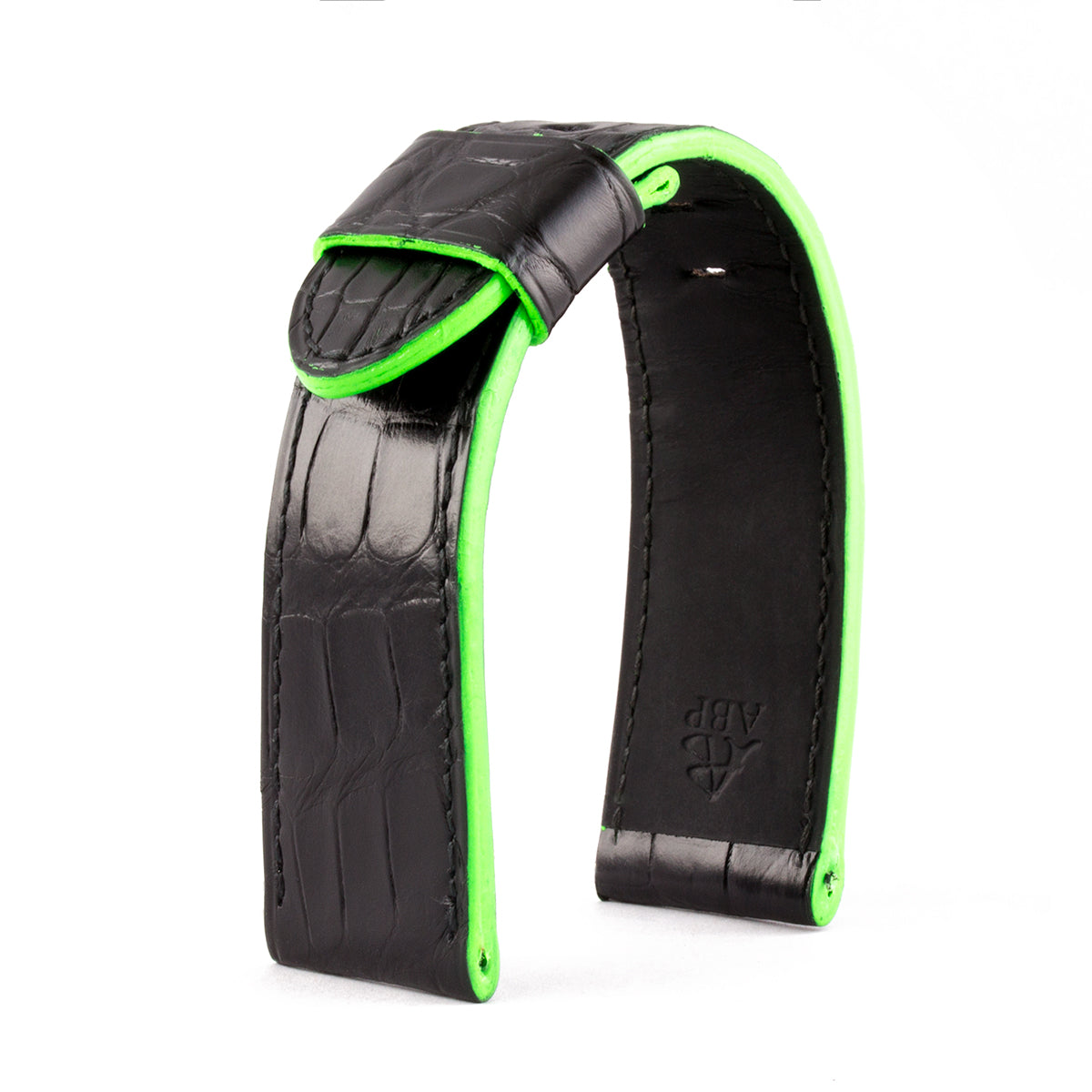 Panerai Radiomir &amp; Luminor - Fluorescent leather watch strap - Black / green alligator